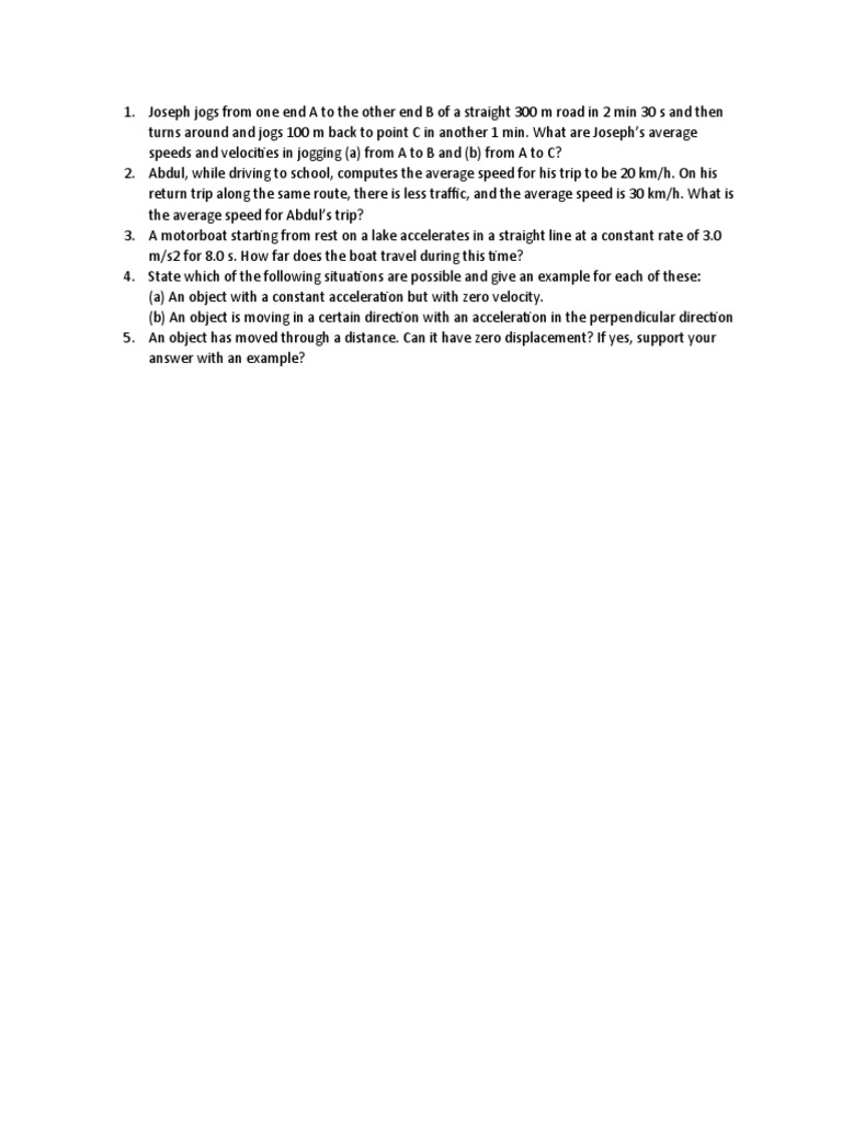 Class 9 Exam 1 Motion | PDF