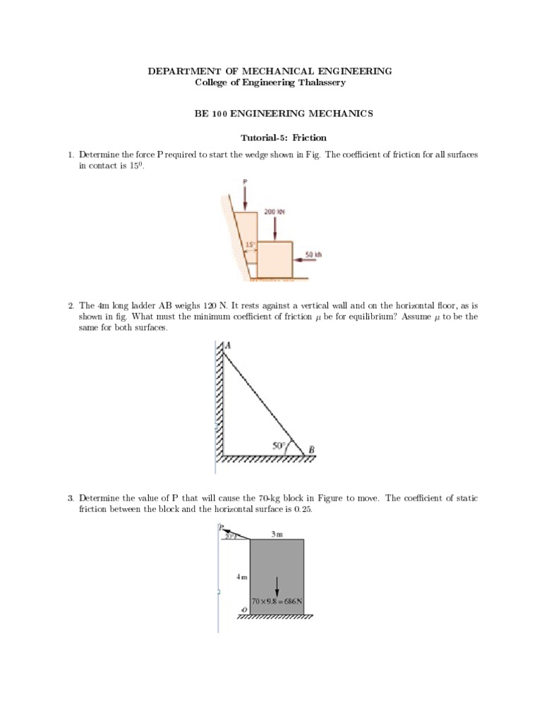 Friction Tutorial5 Pdf Friction Force