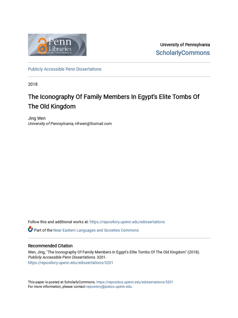The Iconography Of Family Members In Egypt’s Elite Tombs Of The Old