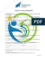 Personal Loan Agreement Details