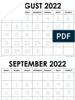 2022-2023 Monthly Calendar Tracing