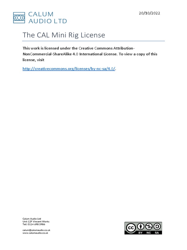 CAL Mini Rig License Overview | PDF