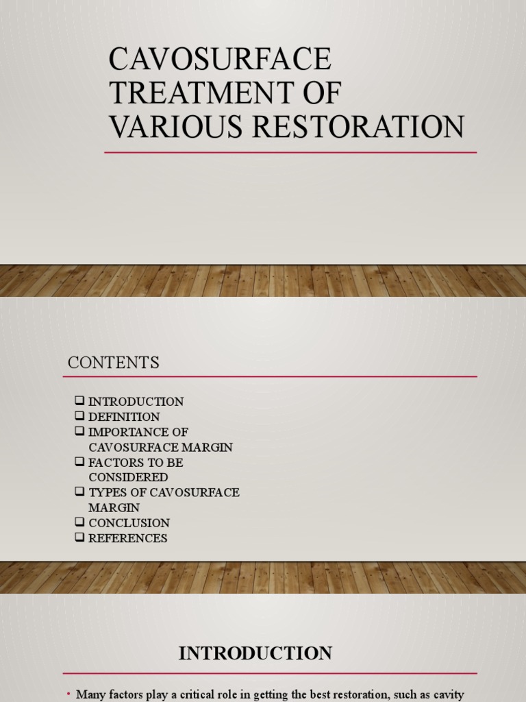 Cavosurface Treatment of Various Restoration PDF Tooth Enamel Tooth