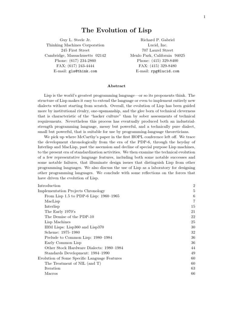 The Evolution of Lisp | PDF | Scheme (Programming Language) | Parameter ...