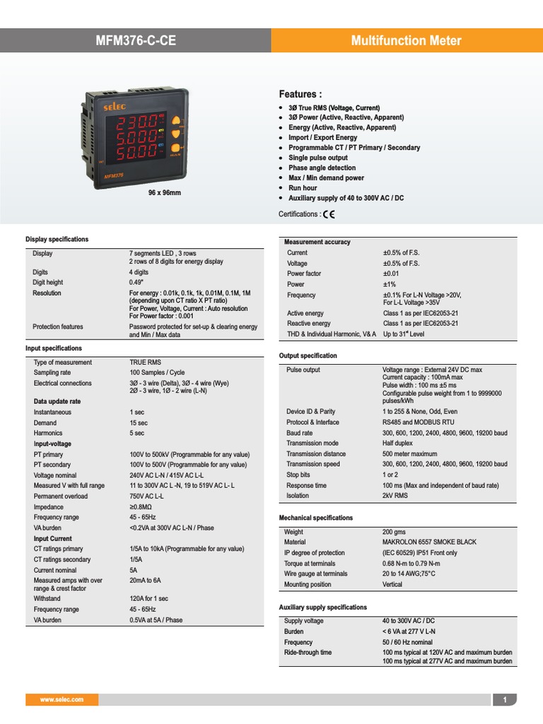 MFM376 C CE Datasheet | PDF | Alternating Current | Electromagnetism