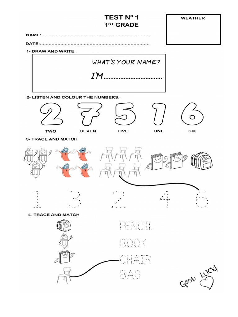 Class 1 Test 1 | PDF