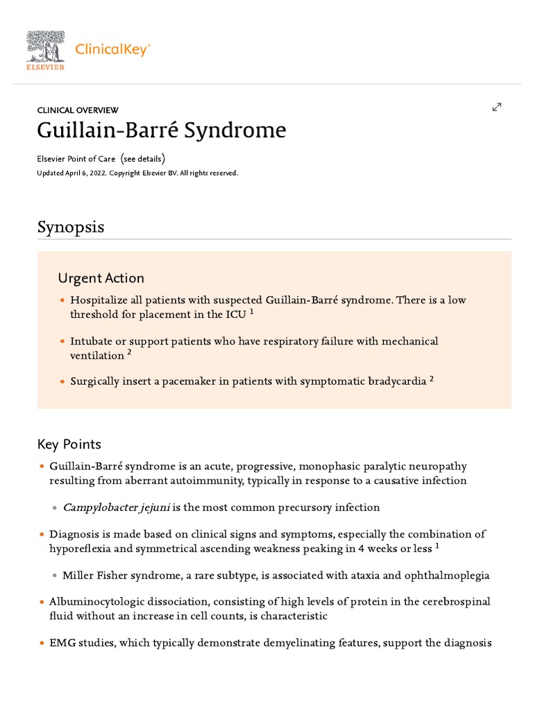 GuillainBarré Syndrome ClinicalKey PDF Peripheral Neuropathy