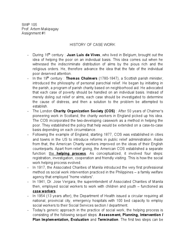 History of Case Work PDF Social Work Welfare