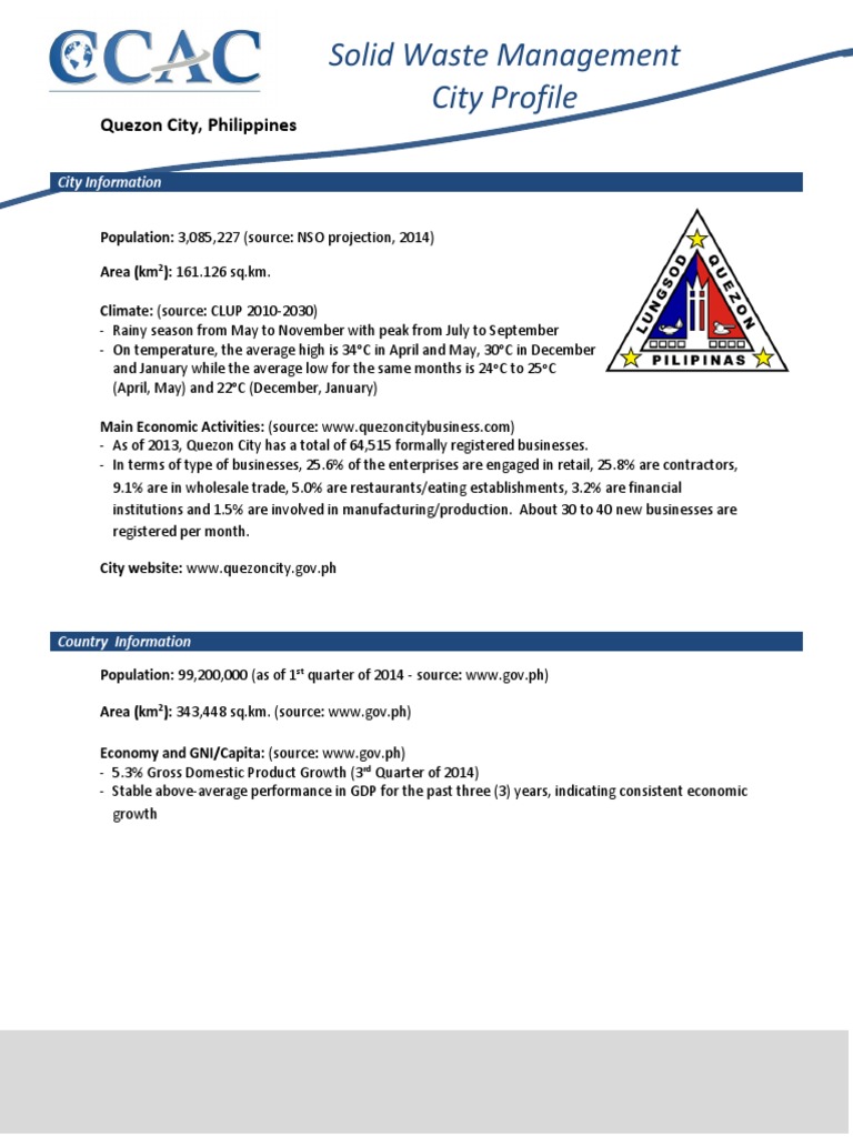 Quezon City Profile PDF Municipal Solid Waste Waste Management