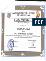 Sertifikat Ketua OSIS (Organisasi Siswa Intra Sekolah) SMA Bakti Ponorogo Atas Nama Peserta Didik Kholifatu Rohmad