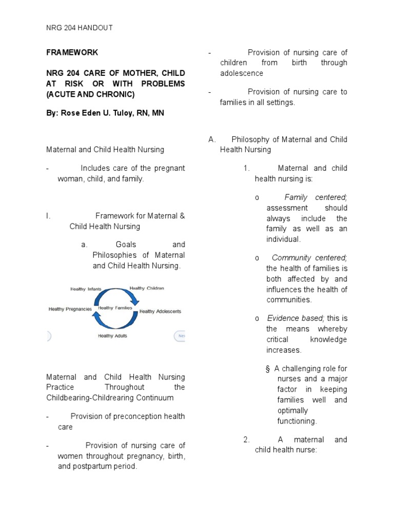 Maternal and Child Health Nursing Framework | PDF | Pregnancy ...