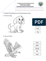 Name:: I. Connect The Body Parts of The Following Animals. A. Part of A Dog