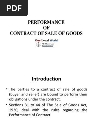 18. Performance of Contract of Sale