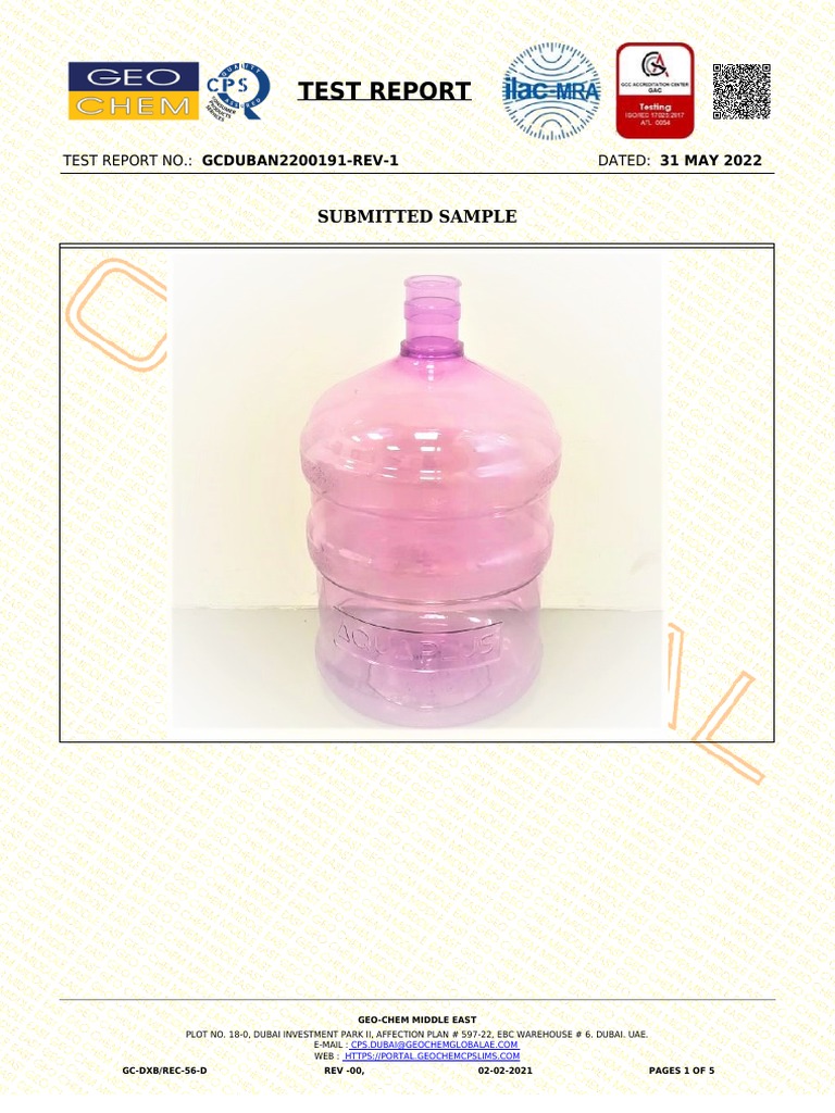 BPA-Free Water Bottle Test Report | PDF | Polycyclic Aromatic ...