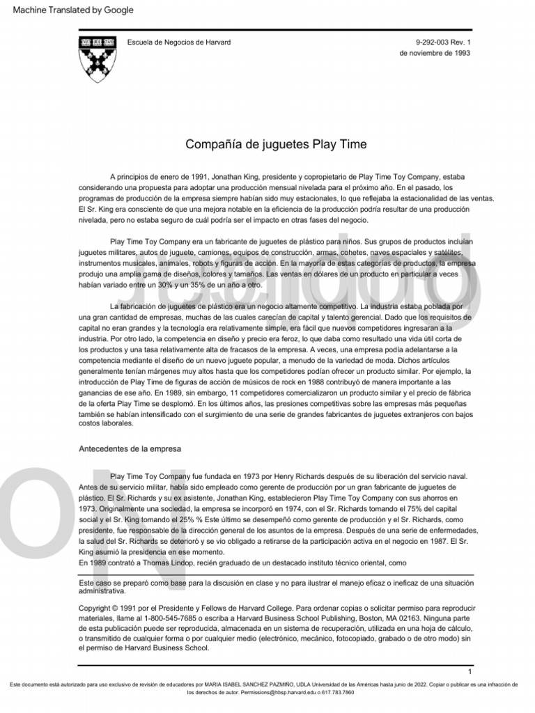 Caso play time toy company pdf impuestos bancos