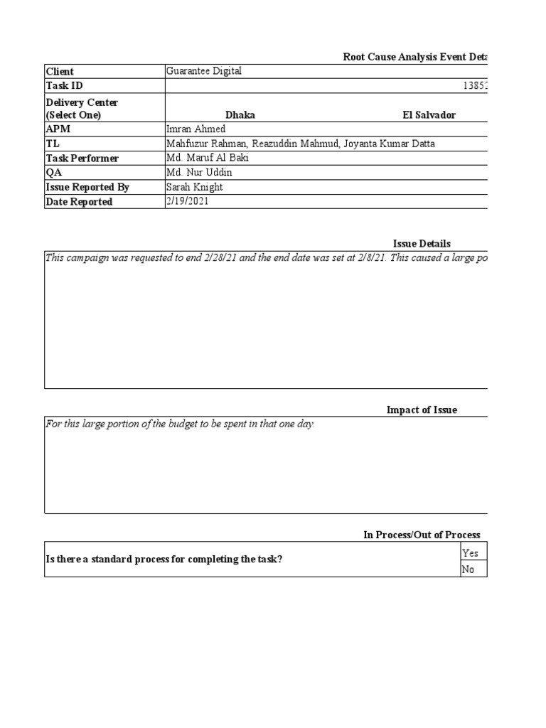 Lesson Learned Document Template
