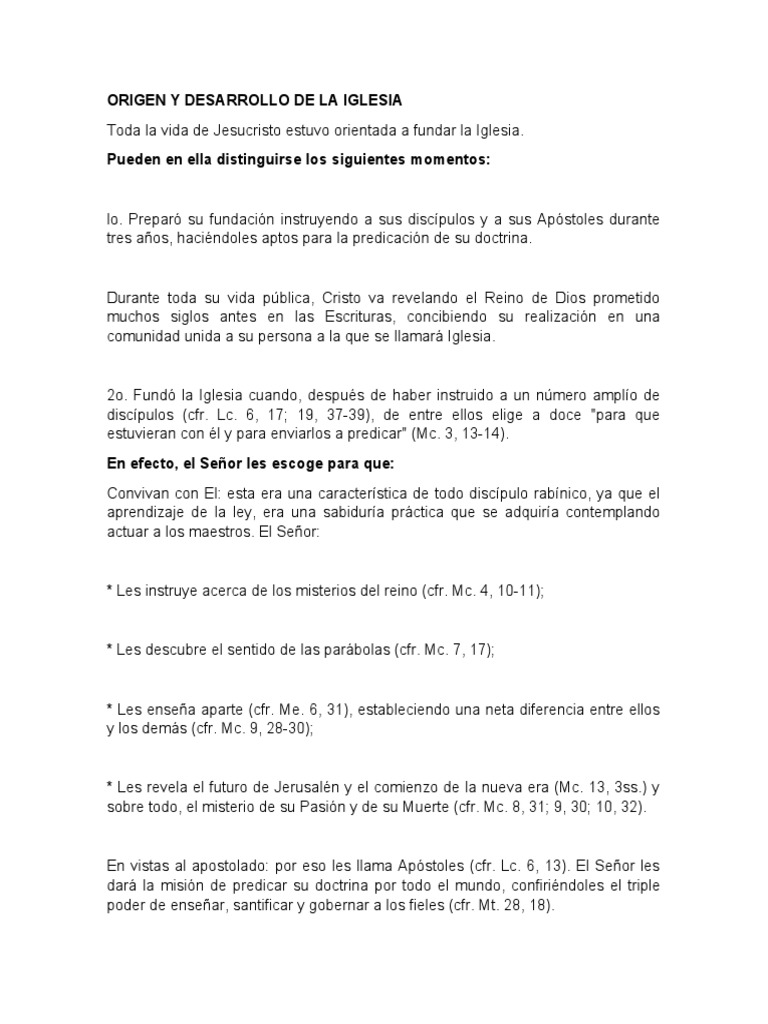 Origen y Desarrollo de La Iglesia | PDF | Apóstol | Iglesia Católica