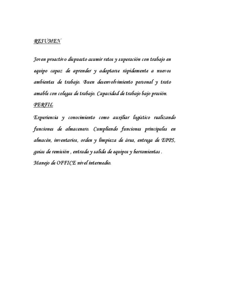 Cv Logística Pdf Vehículos Transporte