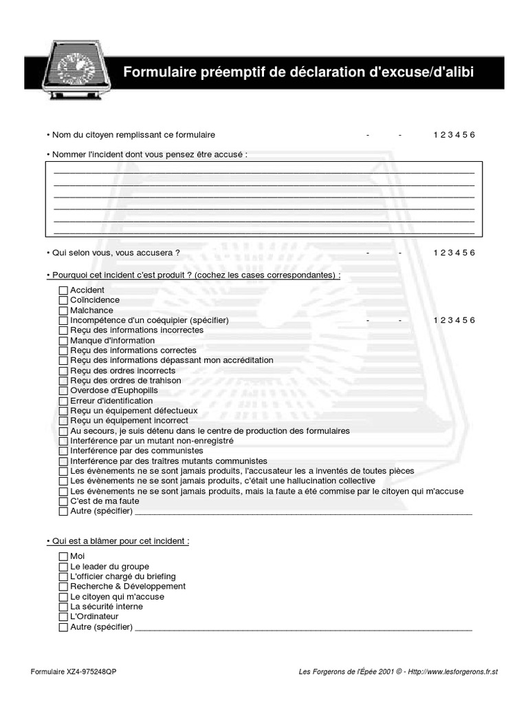 Formulaire d'Alibi Préemptif | PDF | Droit