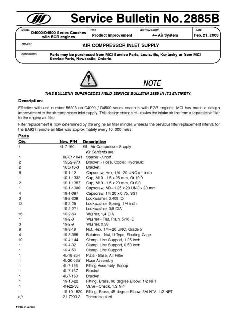 2885B Air Compressor Inlet Compressed PDF Axle Transport