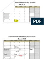 July 2011: Academic Calendar For B.Tech, BCA, BBA, MCA, MBA (2 Year Onwards)