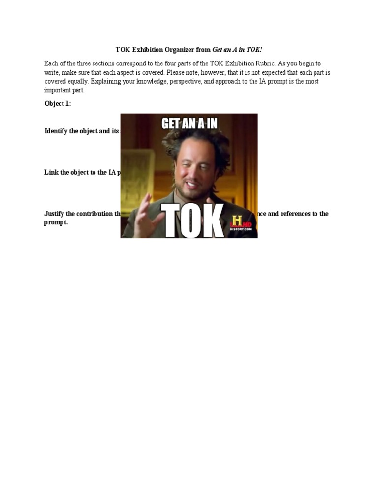 TOK Exhibition Rubric Guide | PDF