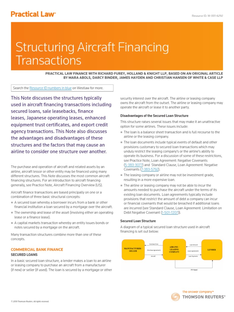 Structuring Aircraft Financing Transactions w0016292 PDF Loans Lease