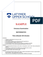 Latymer Upper School 11 Plus Maths Sample Paper 1 2020