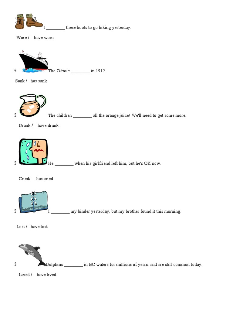SIMPLE PAST VS PRESENT PERFECT EXERCISES PDF WITH ANSWERS CLASS visual data 2