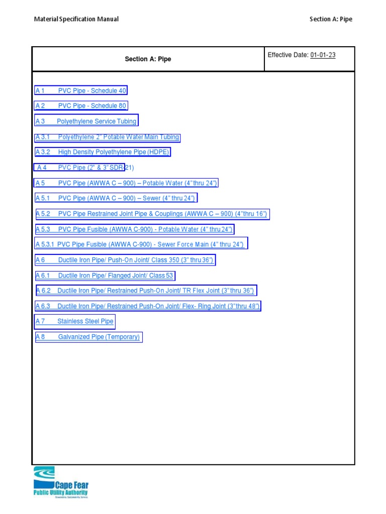 Section A Pipe Pdf Pipe Fluid Conveyance Polyvinyl Chloride