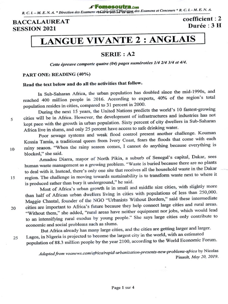 612bcb69747b3sujet Corrige Et Bareme D Anglais lv2 Bac A2 2021 | PDF