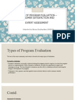 Types of Program Evaluation - Formative, Summative, Consumer Satisfaction, Expert Assessment
