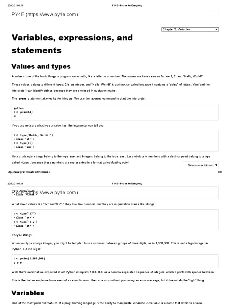 Variables, Expressions, and Statements | PDF | Reserved Word | Data Type