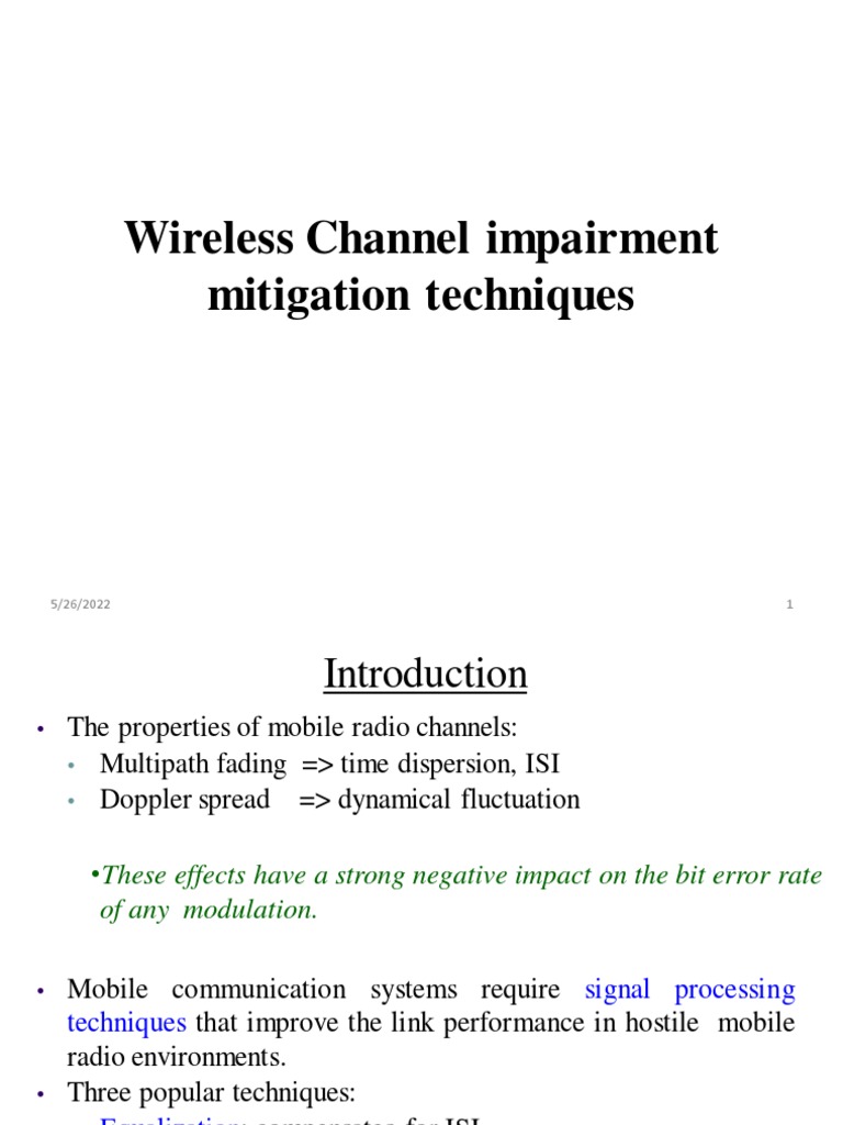 Wireless Channel Impairment Mitigation Techniques | PDF | Modulation ...