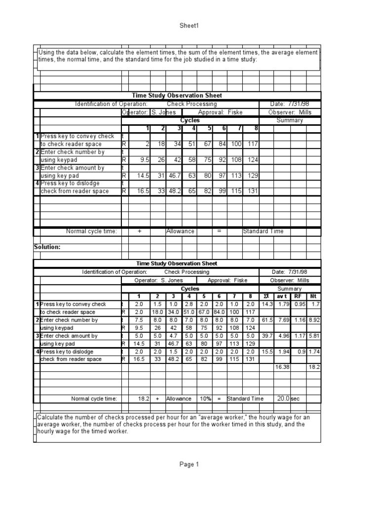 Time Study Example Business Free 30day Trial Scribd