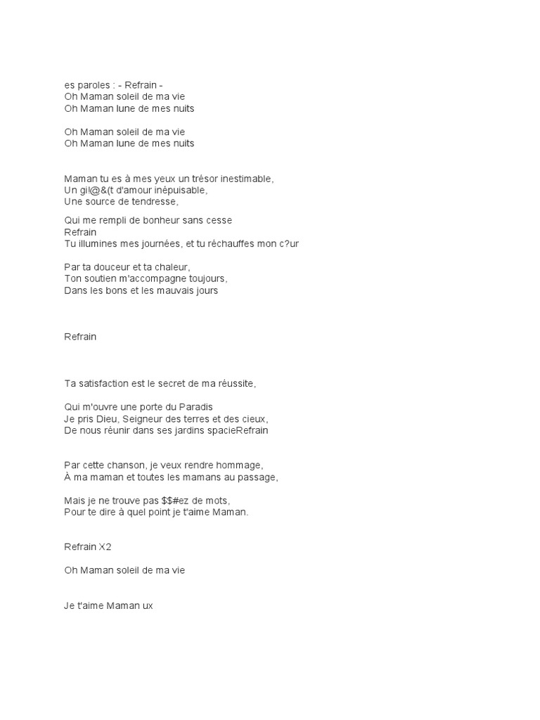 Hommage à Maman en Chanson | PDF | Poésie