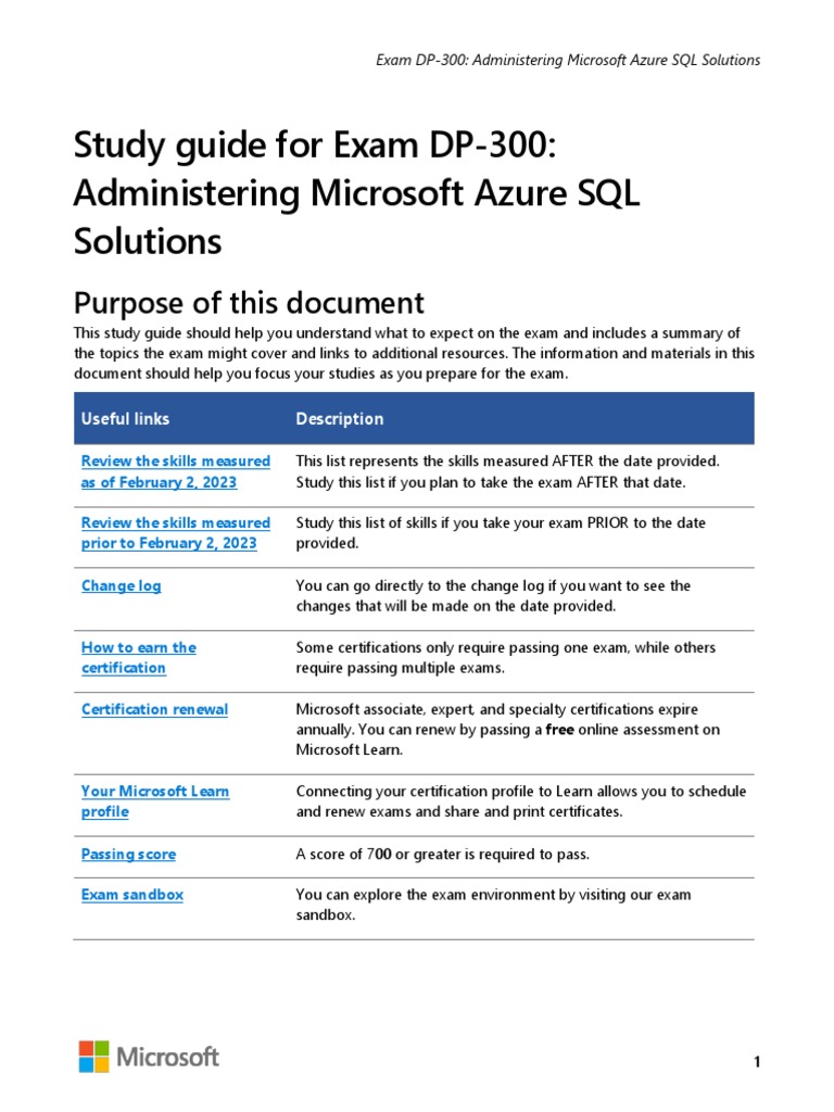 DP-300 Study Guide for Azure SQL Exam | PDF | Databases | Microsoft Azure