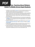 Lesson Plan: Teaching About Religion (Islam) To Middle School Aged Students