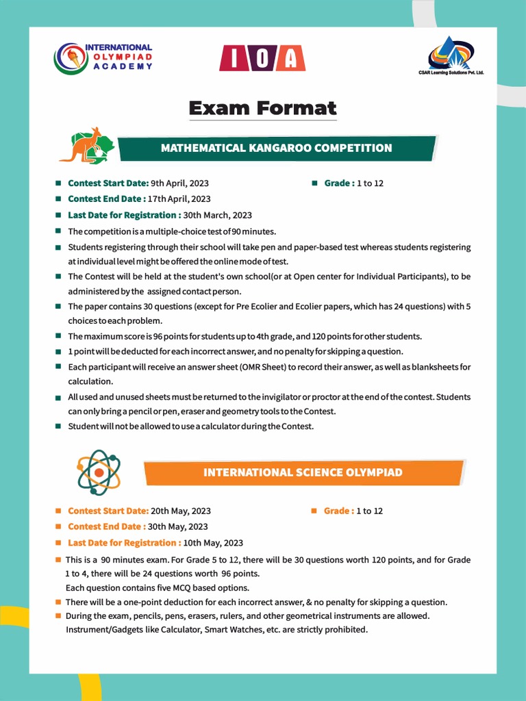 Math Kangaroo 2023 Exam Details | PDF