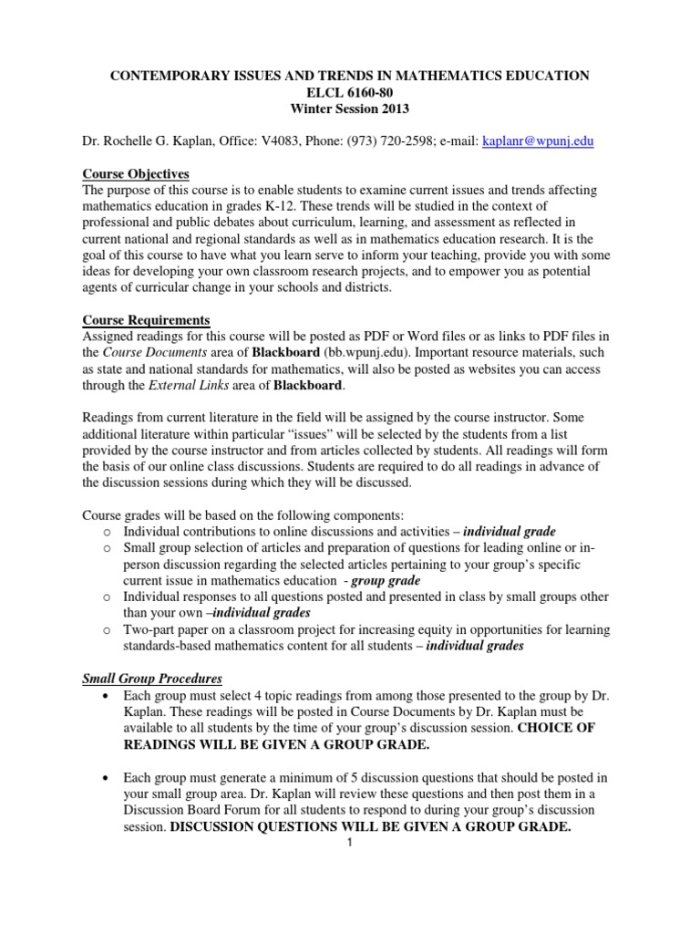 Contemporary Issues in Math Education | PDF | National Council Of ...