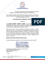 Certificado graduación Tecnología Operación Plantas Procesos Industriales