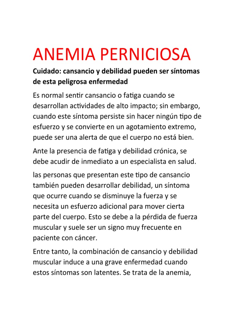 Anemia Perniciosa Completa. | PDF | Anemia | Medicina CLINICA