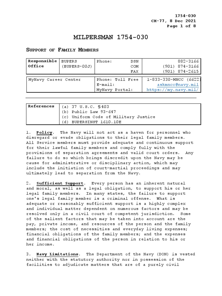 Bupers 1754-030 | PDF | Divorce | Marriage