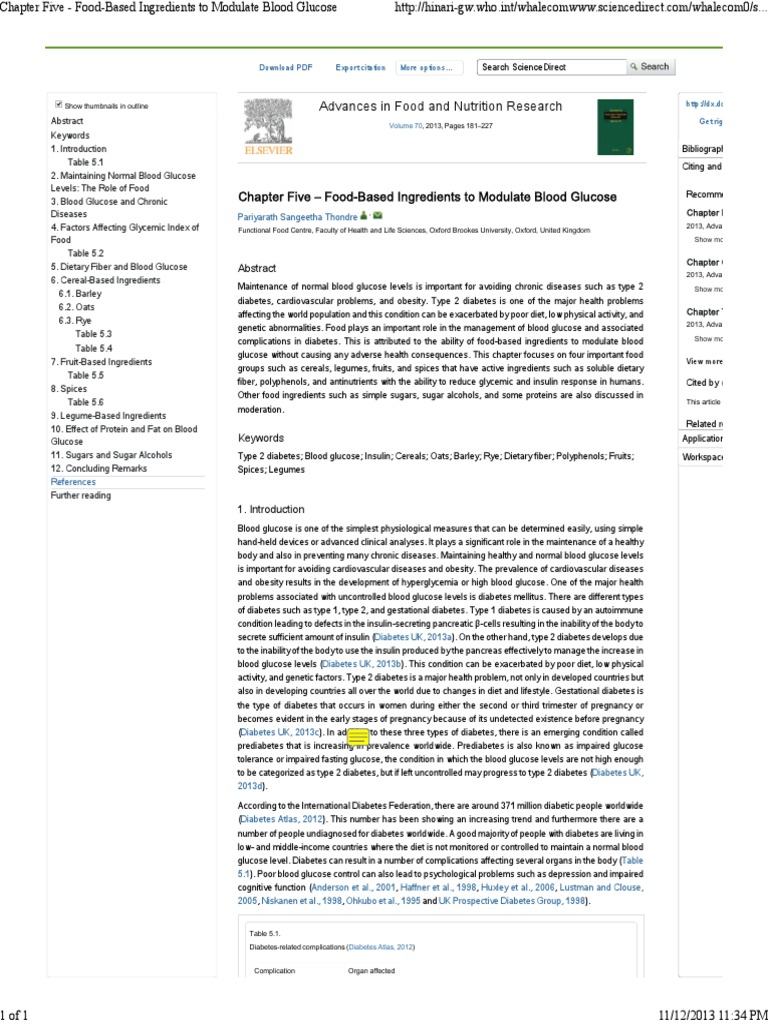 Modulating Blood Glucose with Food Ingredients | PDF | Diabetes | Insulin