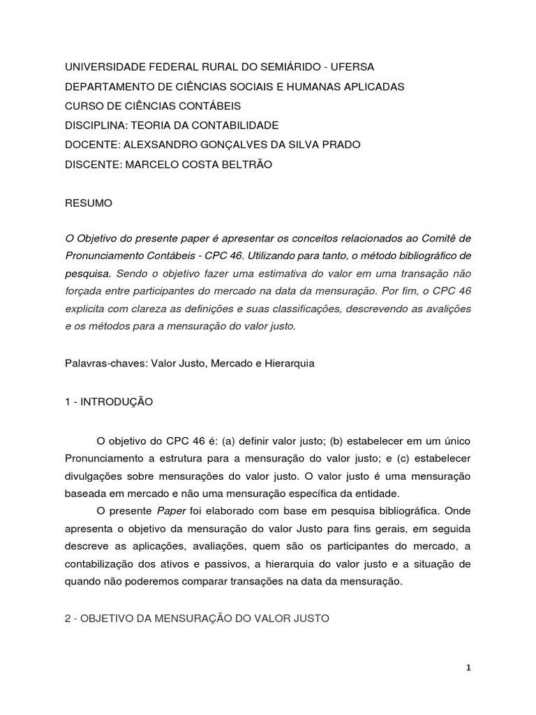 Paper CPC 46 1 1 | PDF | Contabilidade | Mercado (economia)