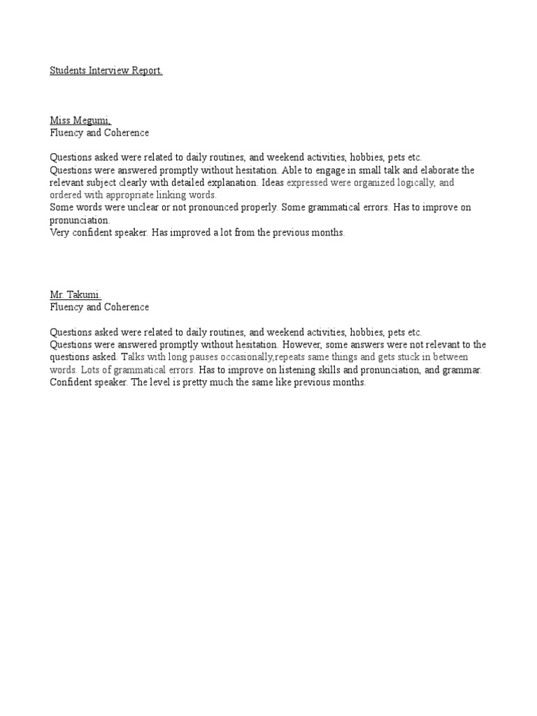 Interview Report Pdf