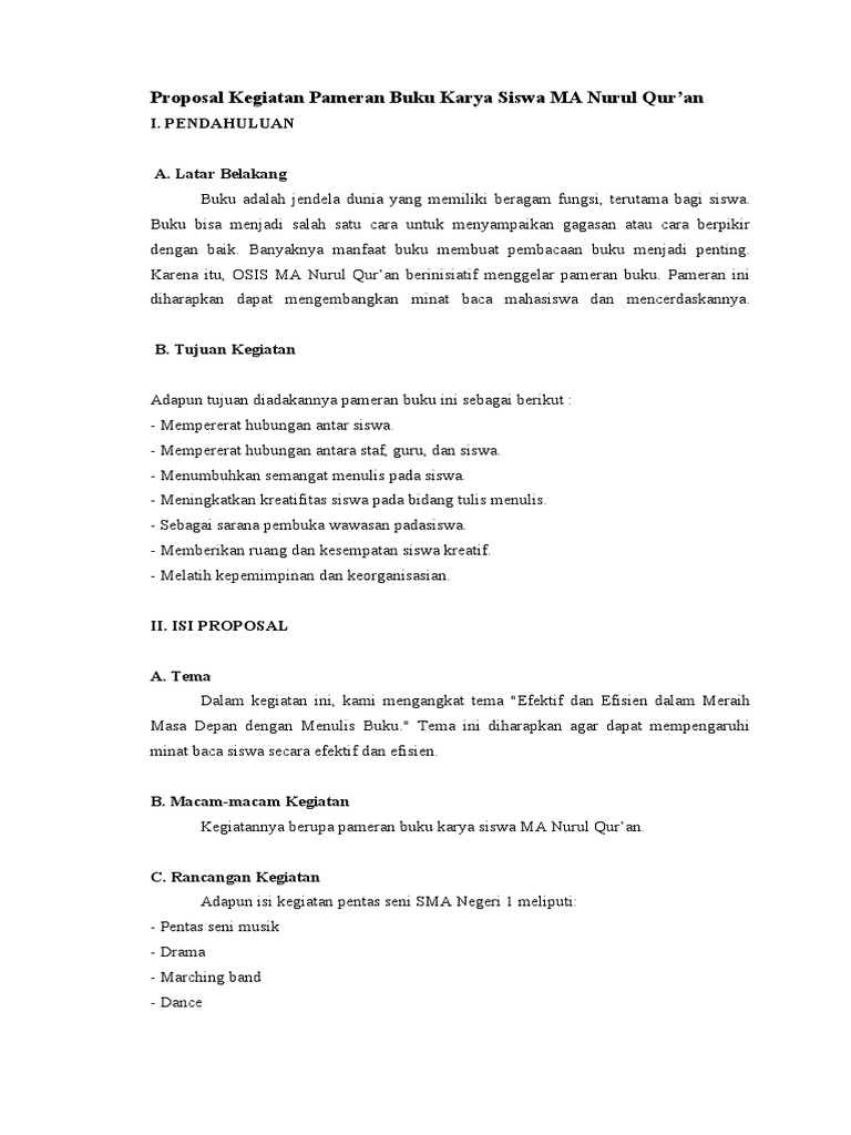 Proposal Kegiatan Kampus Pameran Buku Karya Mahasiswa Pdf