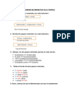 Cuestionario de Gramatica Parte 2 Fila A y B