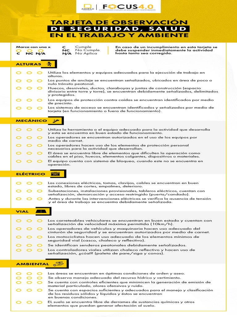 SSTA-F-031 Tarjeta de Observación SSTA FOCUS | PDF