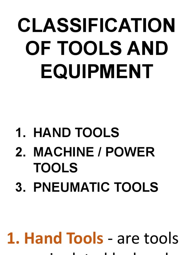 Classification of Tools and Equipment PDF Drill Tools